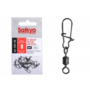 Вертлюг с застежкой Saikyo SA-302-08 - 10 шт (10кг) Вертлюг с застежкой Saikyo SA-302-08 - 10 шт (10кг)