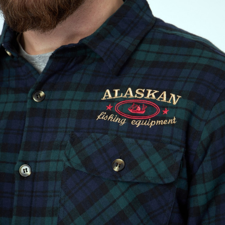 Рубашка Alaskan с мех. подкл. синяя клетка  M