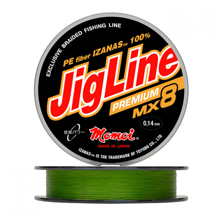 Шнур плетеный JigLine MX8 Premium, хаки (0,08 мм, 6,2 кг, 100 м, хаки)