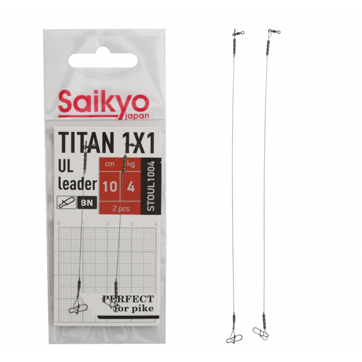 Поводок Saikyo Titan 1x1 UL STOUL1004, 4кг/10см, 2шт